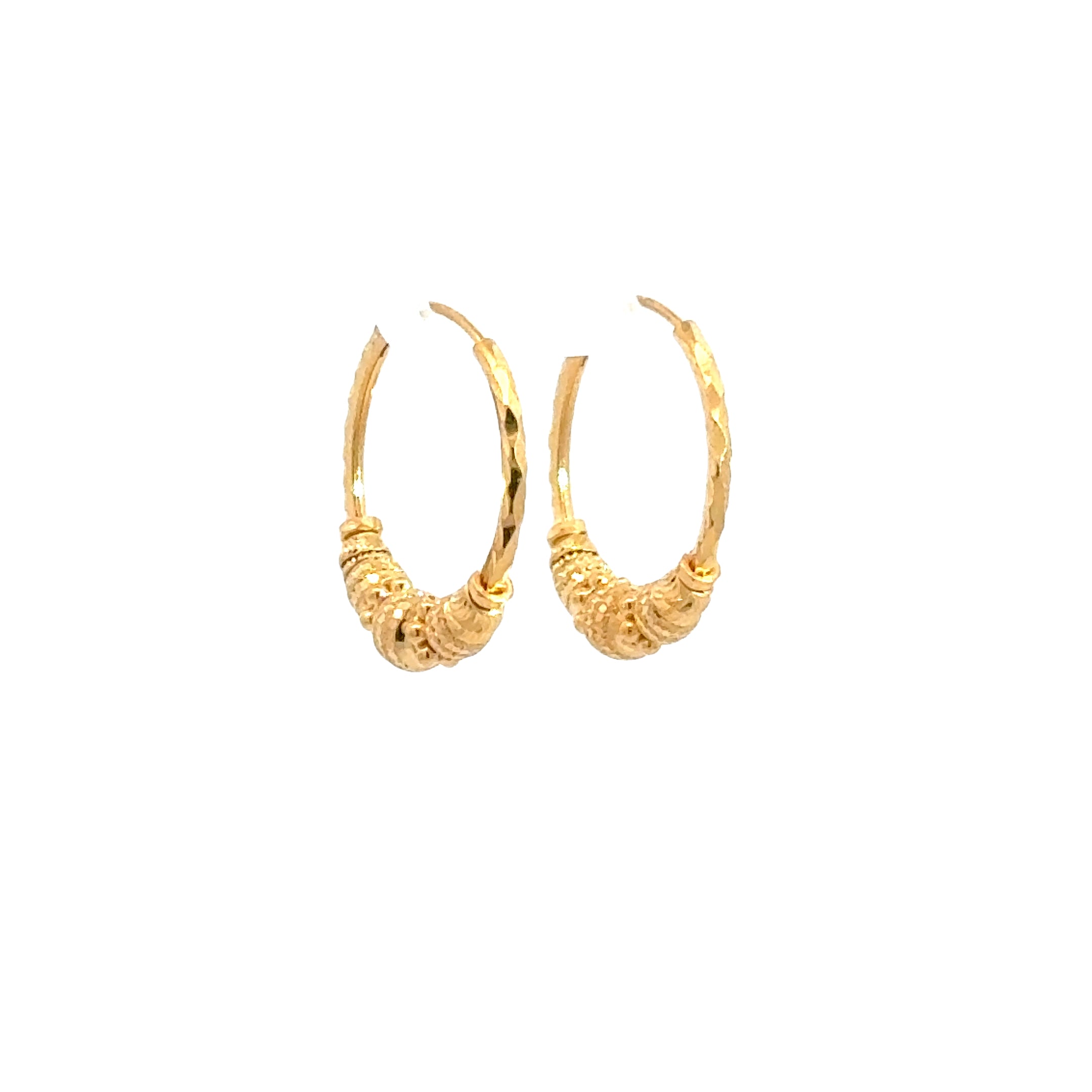 22k Yellow Gold Medium Dazzling Beaded Earrings