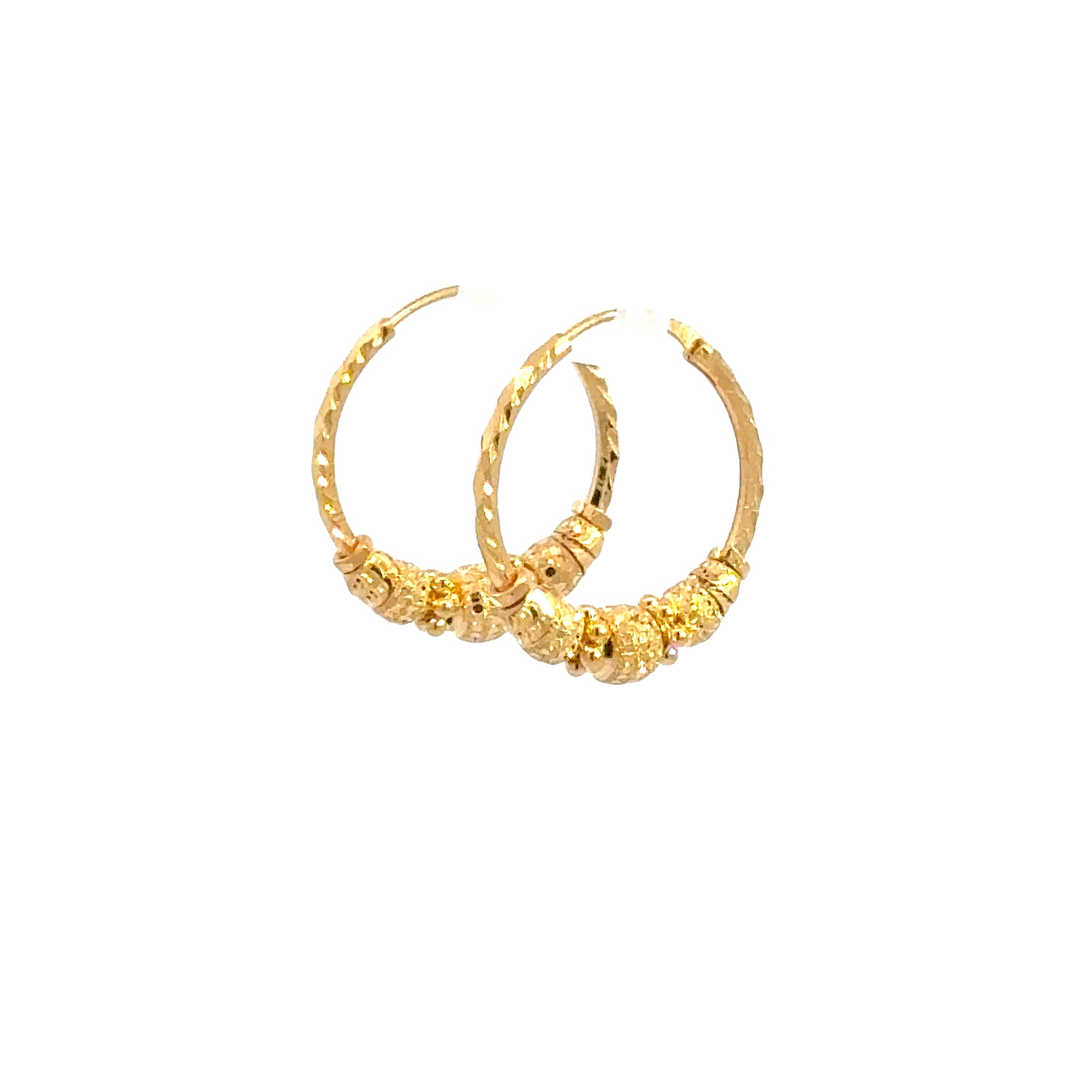 22k Yellow Gold Medium Dazzling Beaded Earrings