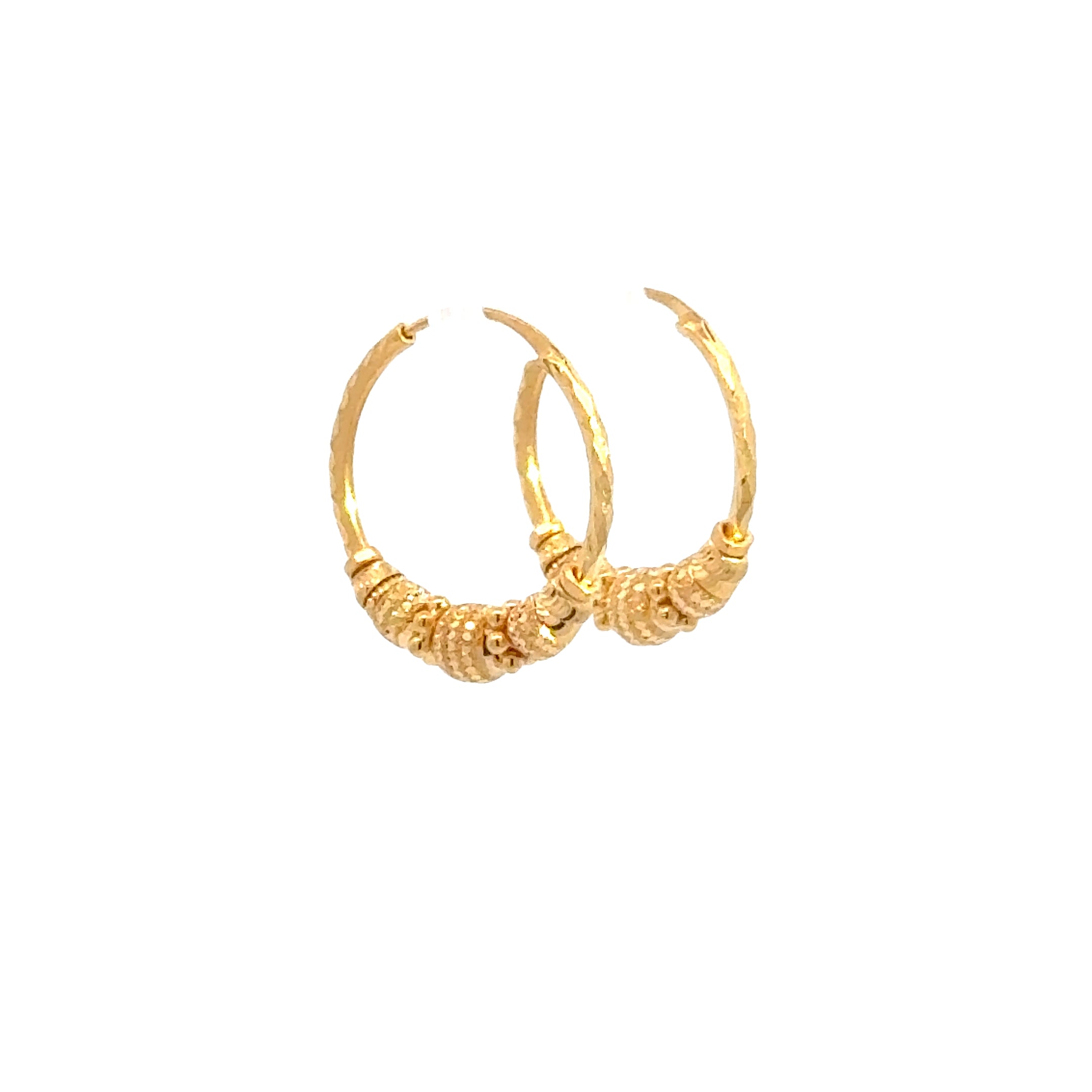 22k Yellow Gold Medium Dazzling Beaded Earrings