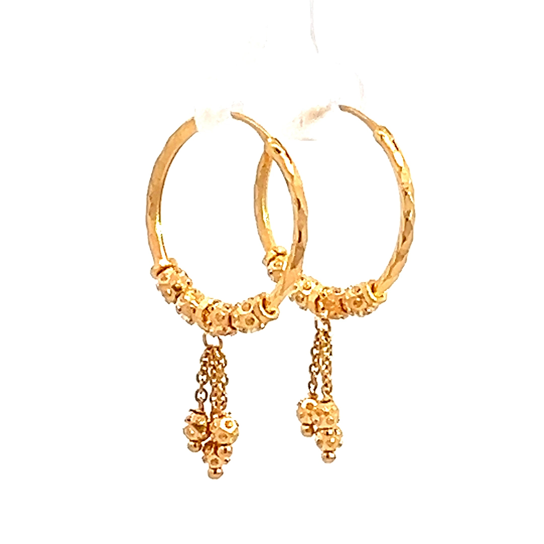 22k Yellow Gold Medium Sparkly Beaded with Drops Earrings