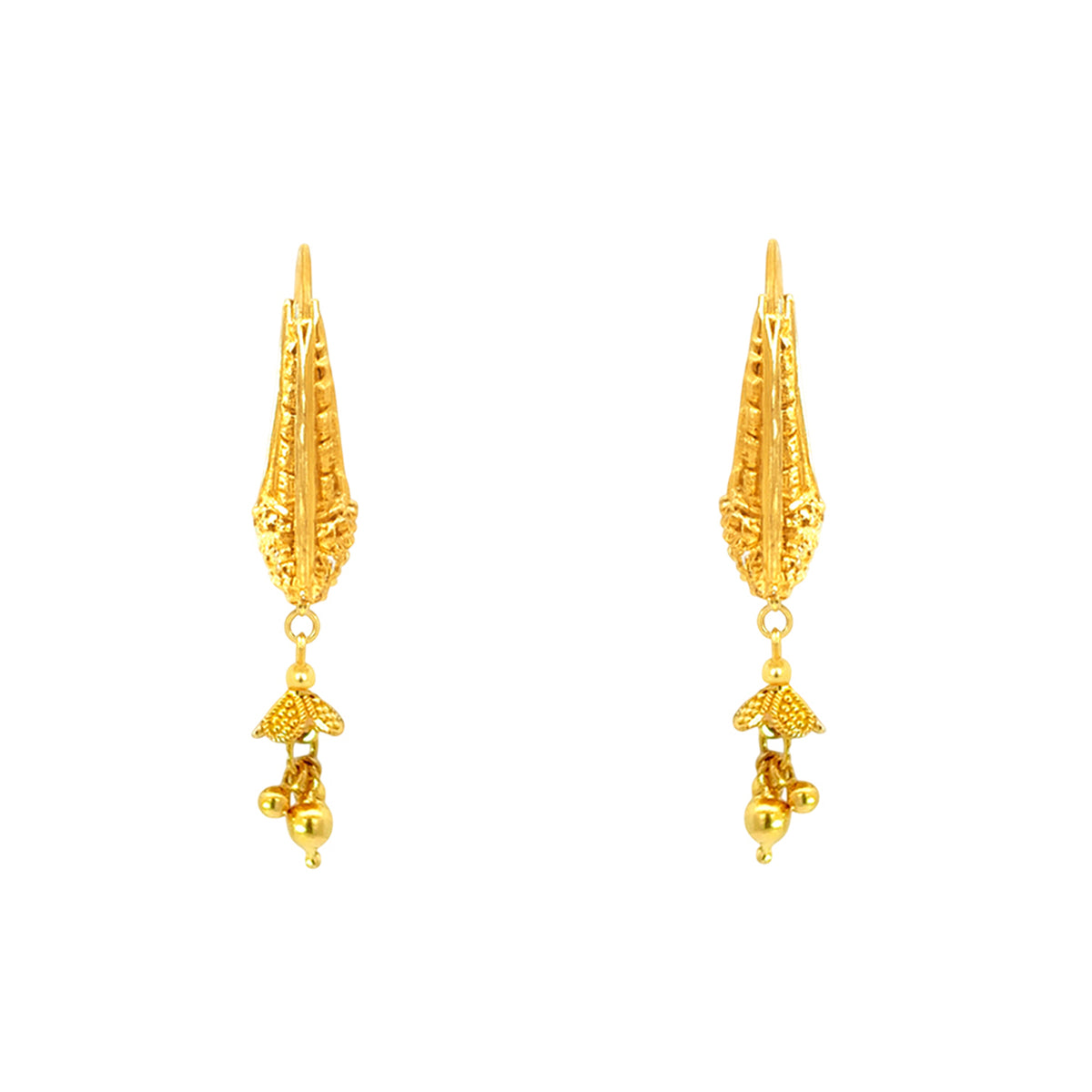 22k Yellow Gold Small Fancy Intricate Earrings