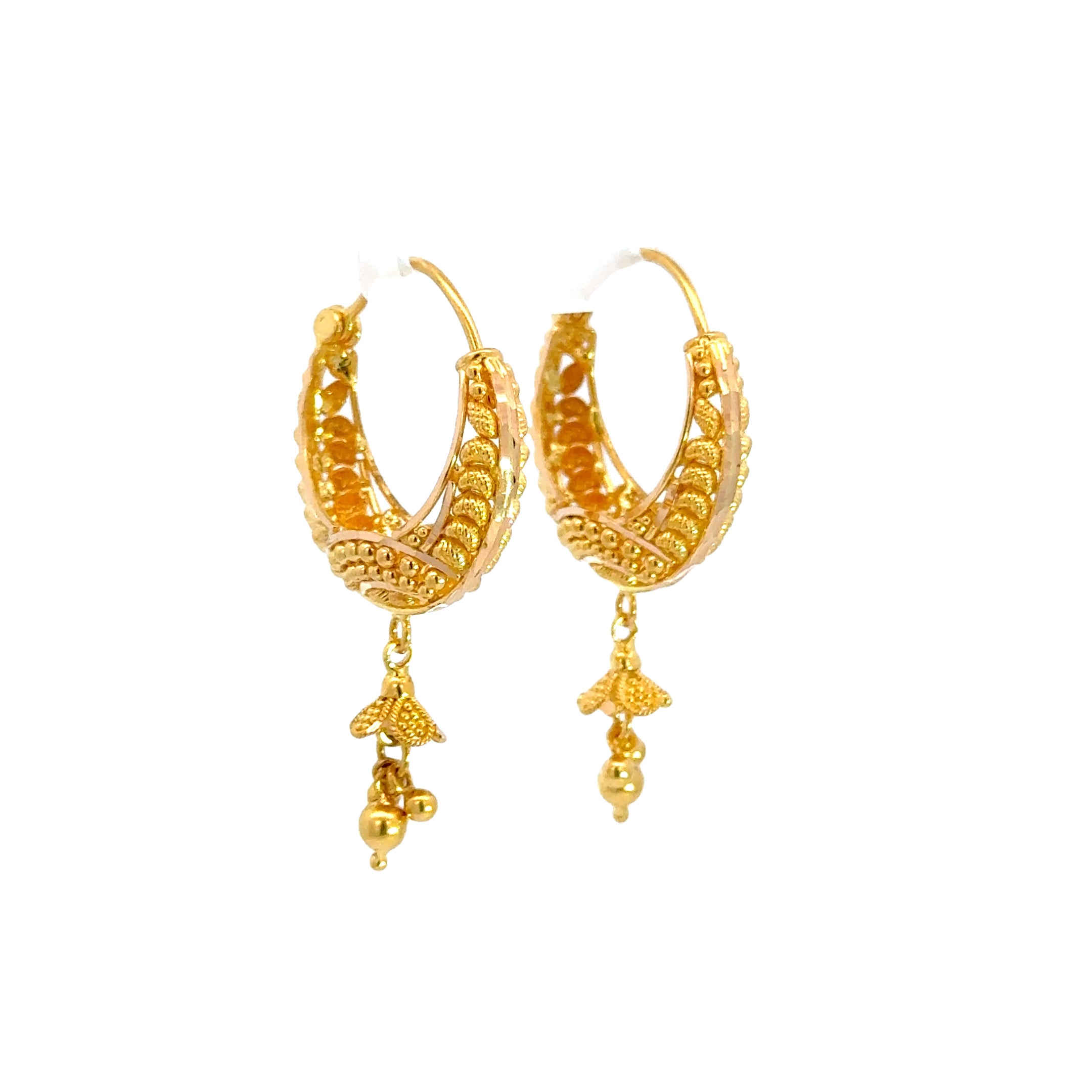 22k Yellow Gold Small Fancy Intricate Earrings