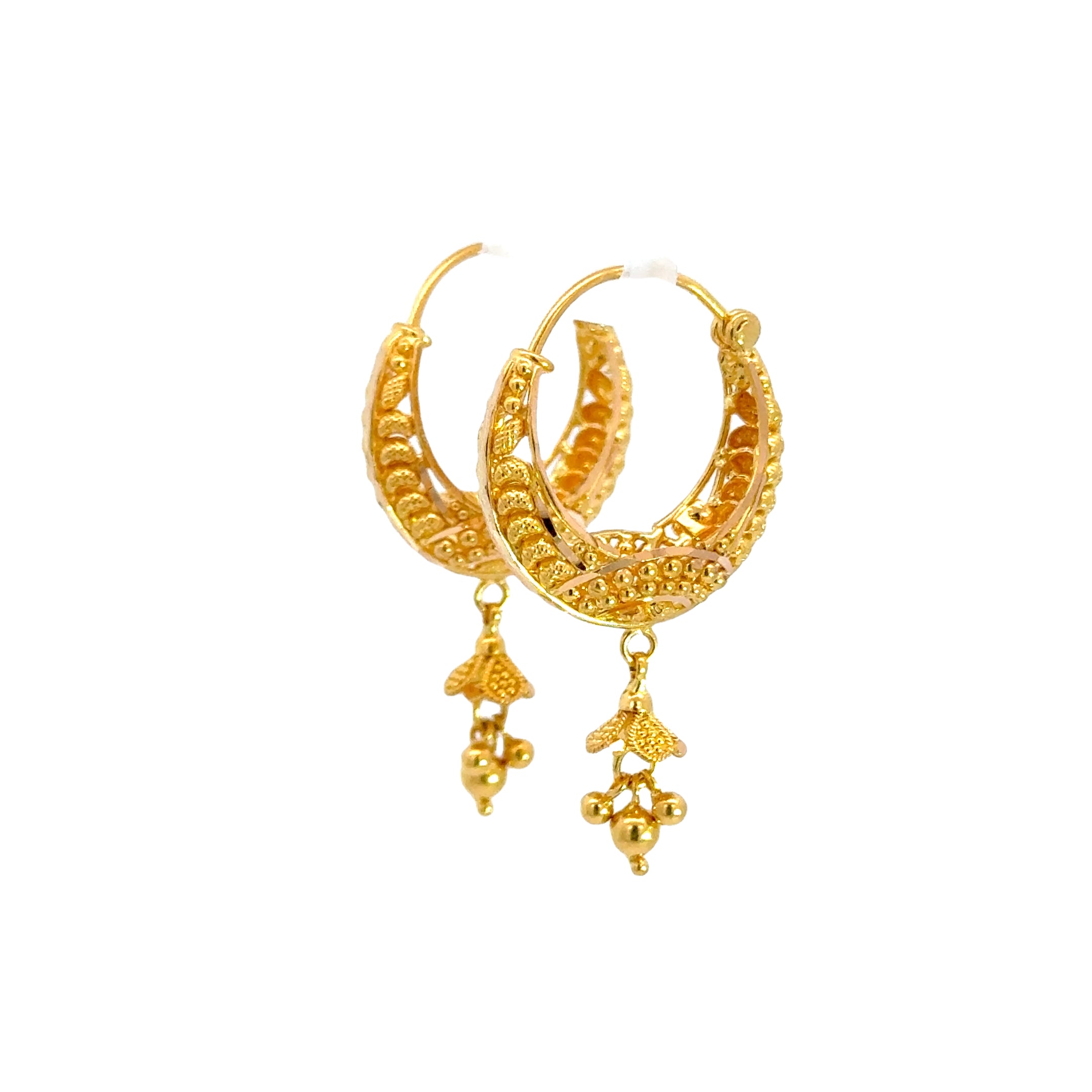 22k Yellow Gold Small Fancy Intricate Earrings