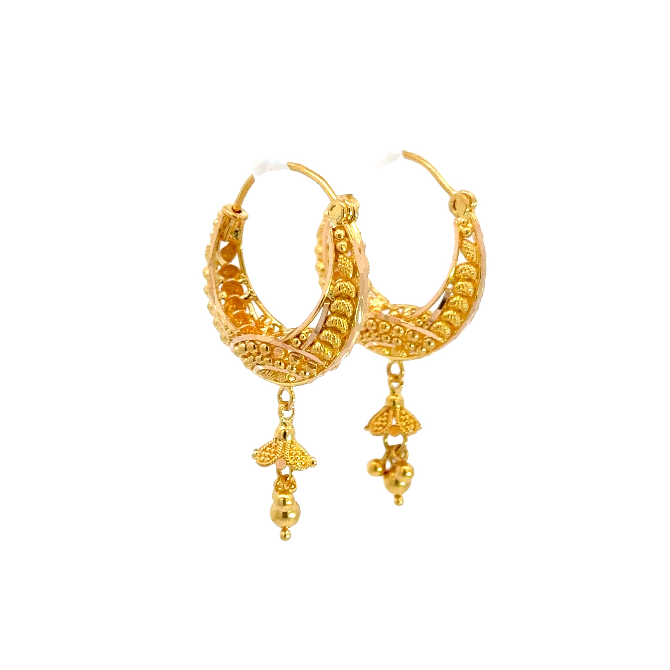 22k Yellow Gold Small Fancy Intricate Earrings