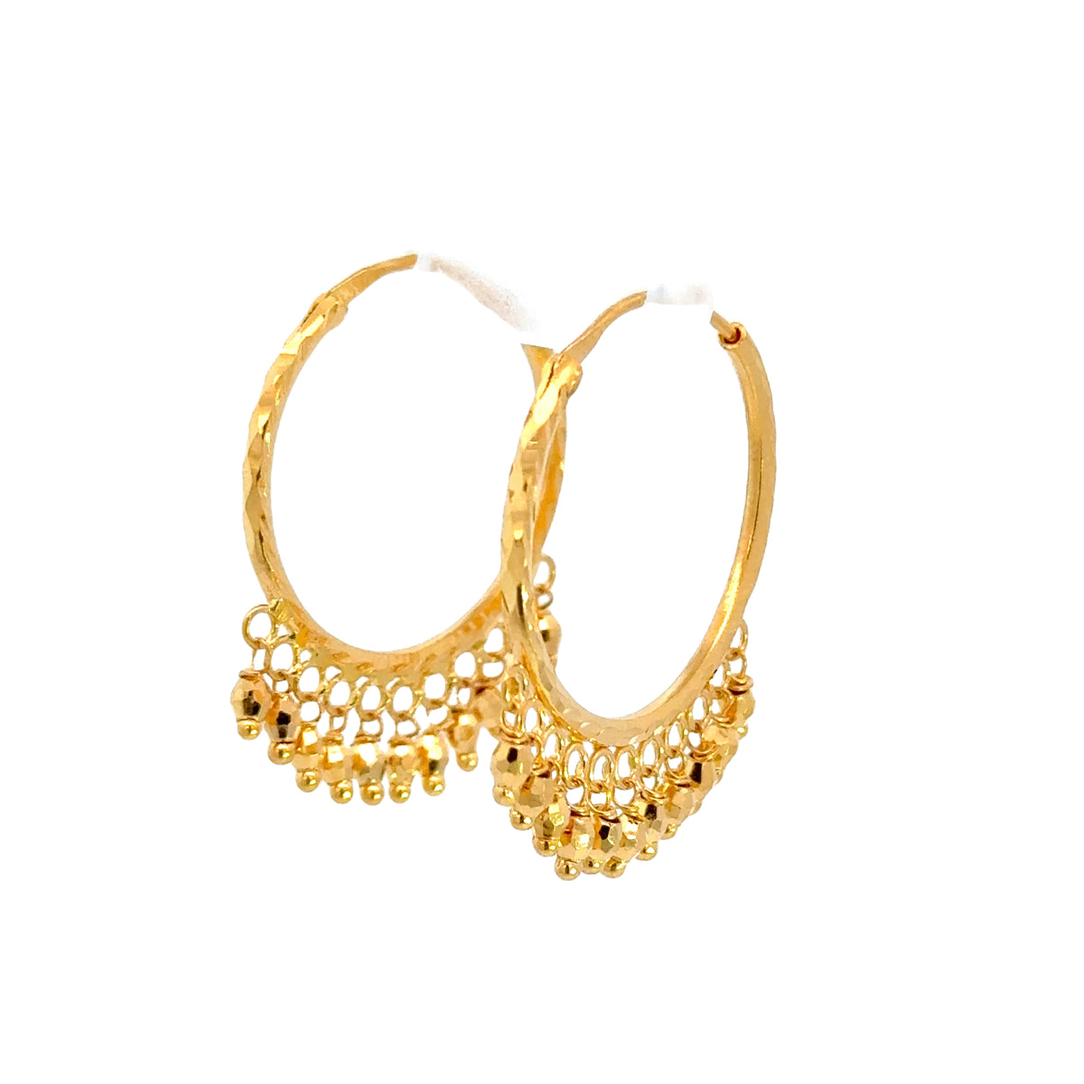 22k Yellow Gold Medium Patterned with Fringes Earrings