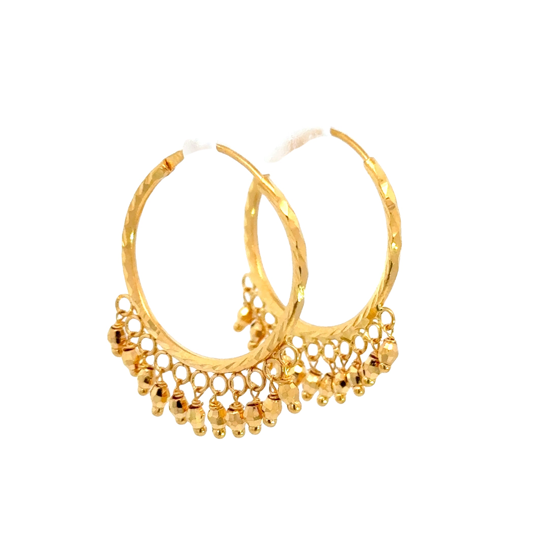 22k Yellow Gold Medium Patterned with Fringes Earrings