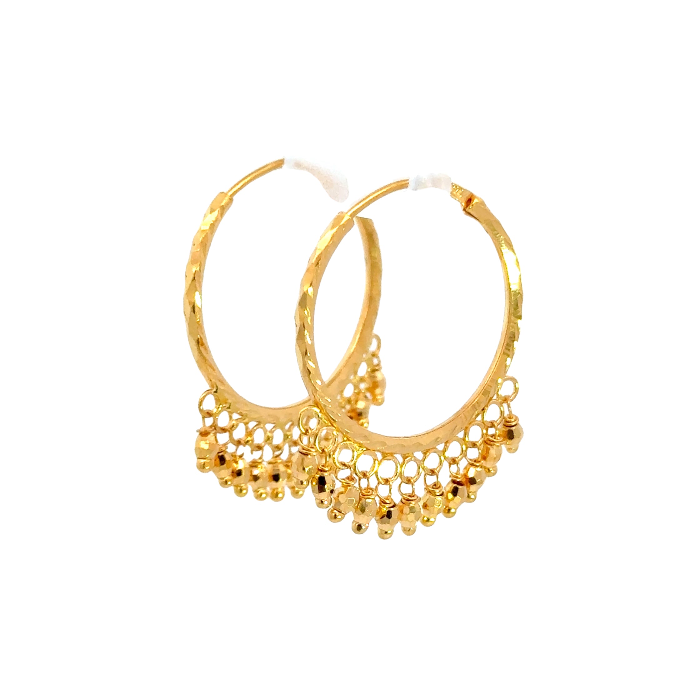 22k Yellow Gold Medium Patterned with Fringes Earrings