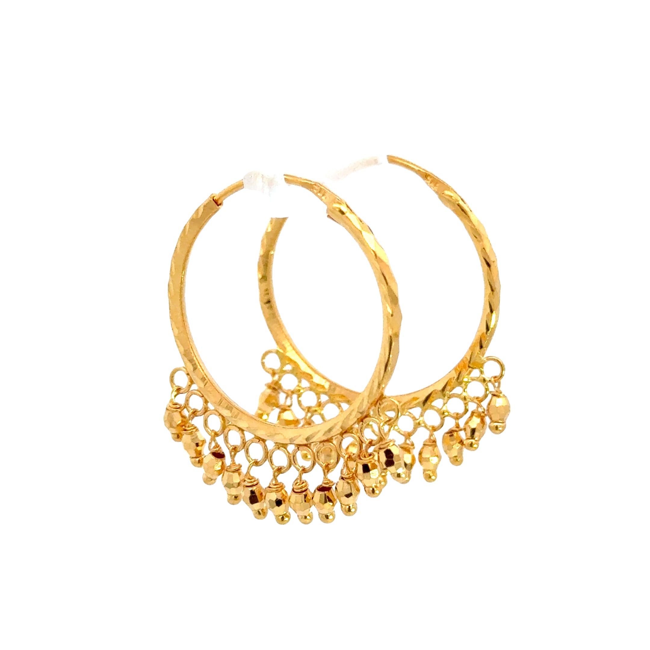 22k Yellow Gold Medium Patterned with Fringes Earrings