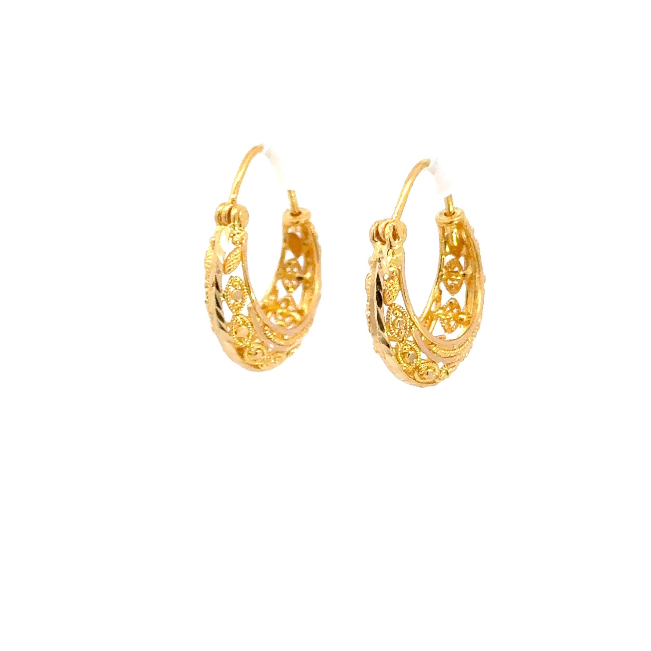 22k Yellow Gold Small Exquisite Intricate Earrings