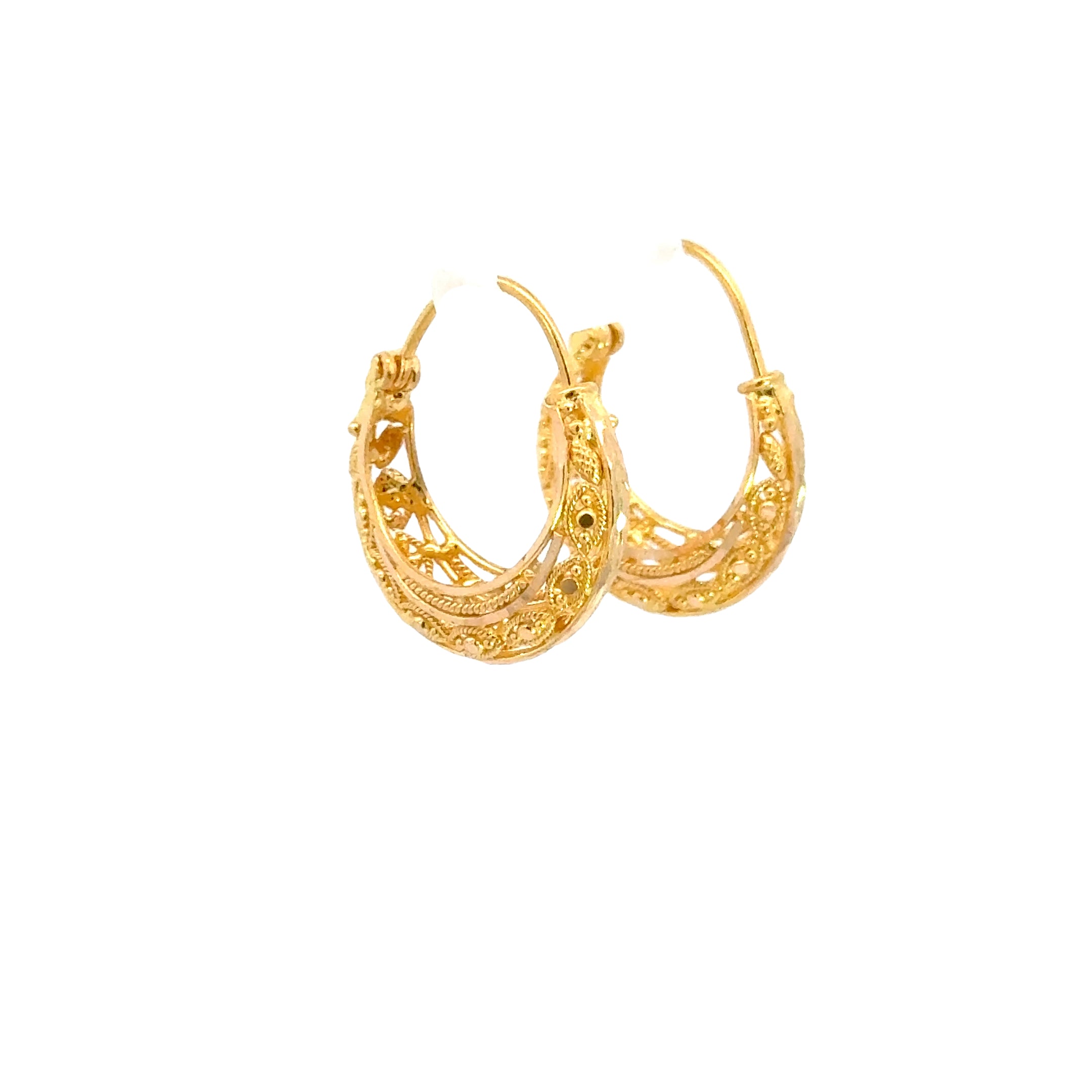 22k Yellow Gold Small Exquisite Intricate Earrings