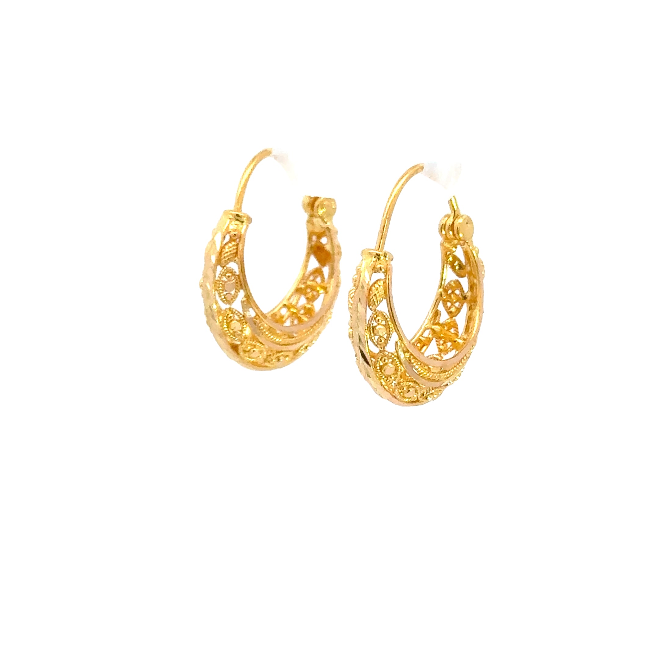 22k Yellow Gold Small Exquisite Intricate Earrings