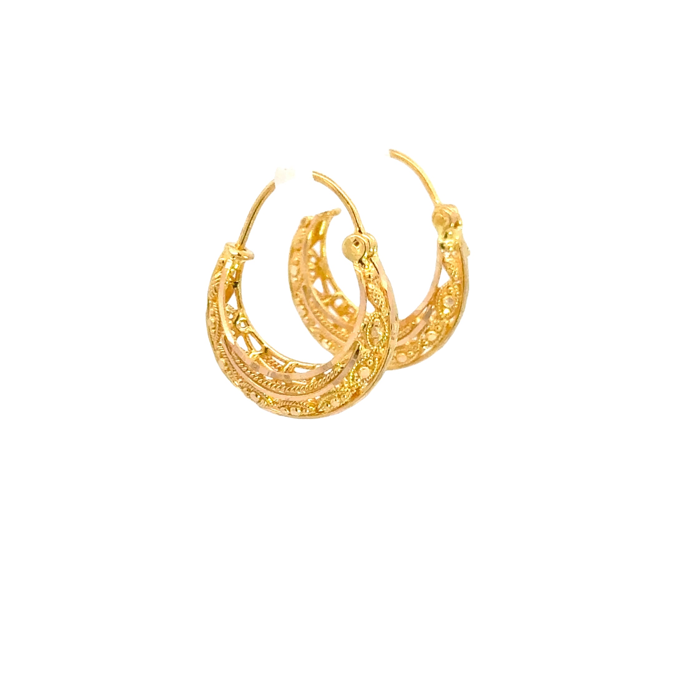 22k Yellow Gold Small Exquisite Intricate Earrings