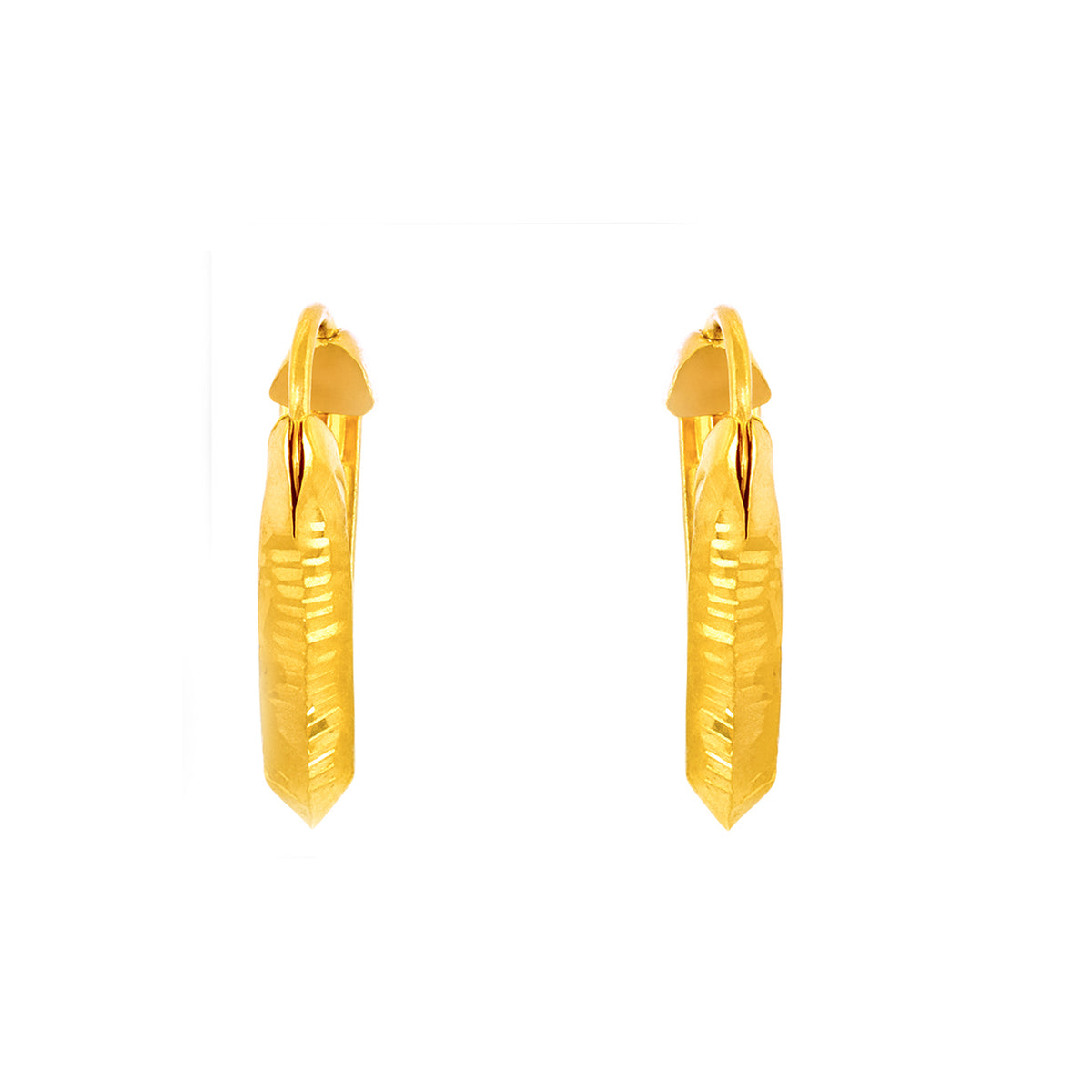 22k Yellow Gold Small Shiny Wavy Earrings