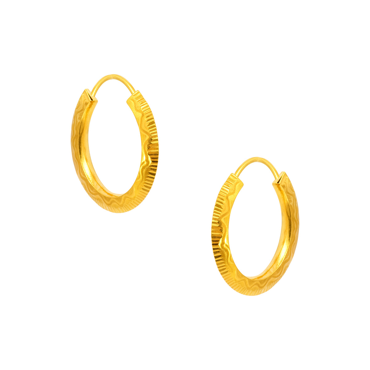22k Yellow Gold Small Shiny Wavy Earrings