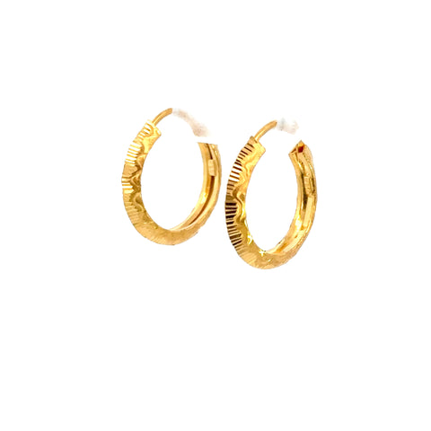 22k Yellow Gold Small Shiny Wavy Earrings