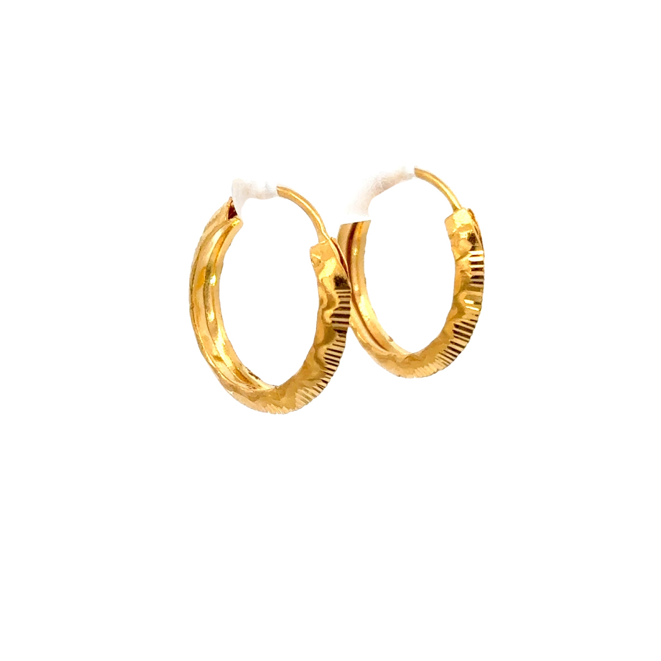 22k Yellow Gold Small Shiny Wavy Earrings