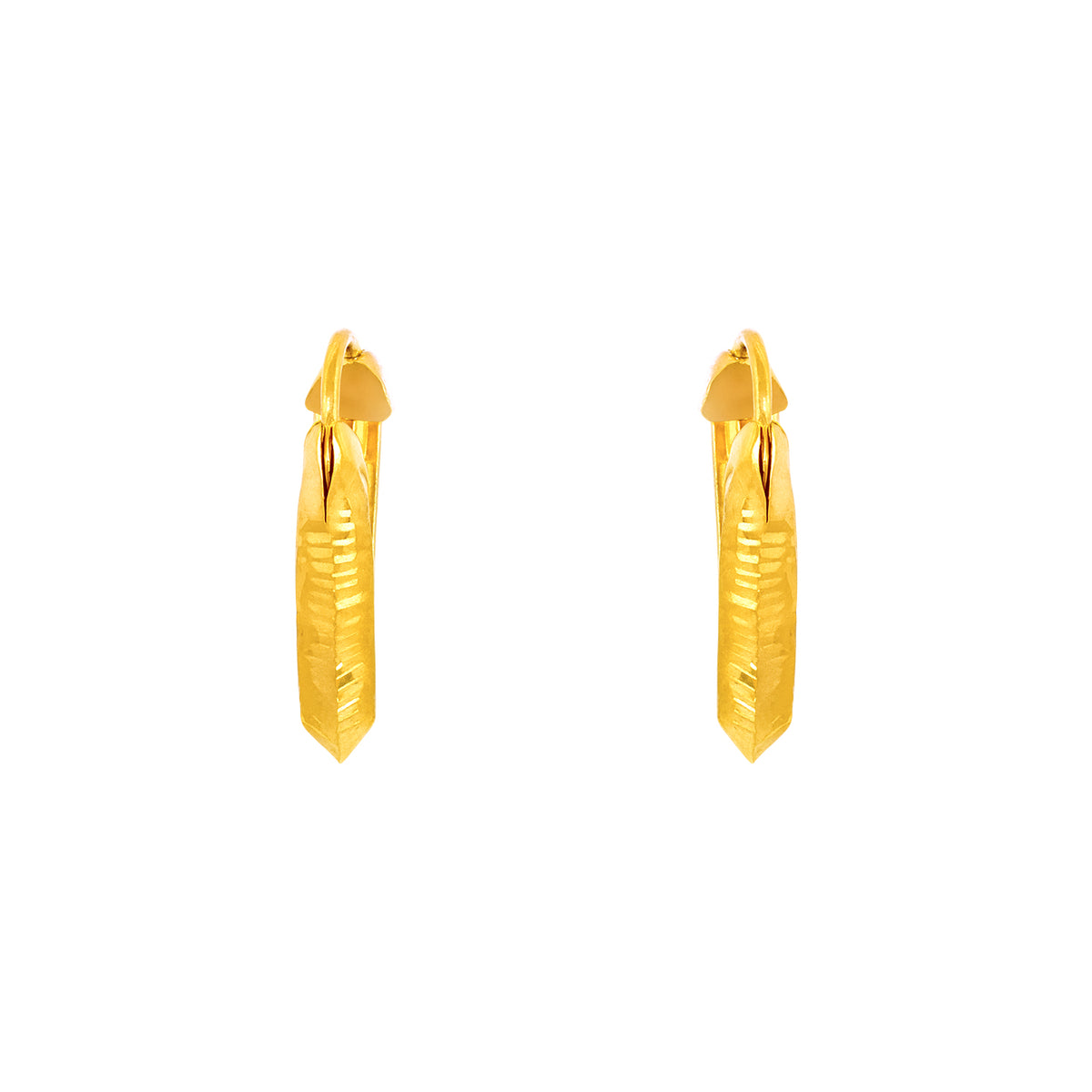 22k Yellow Gold Small Shiny Wavy Earrings