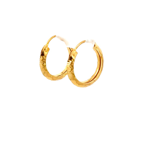 22k Yellow Gold Small Shiny Wavy Earrings