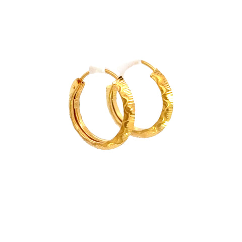 22k Yellow Gold Small Shiny Wavy Earrings