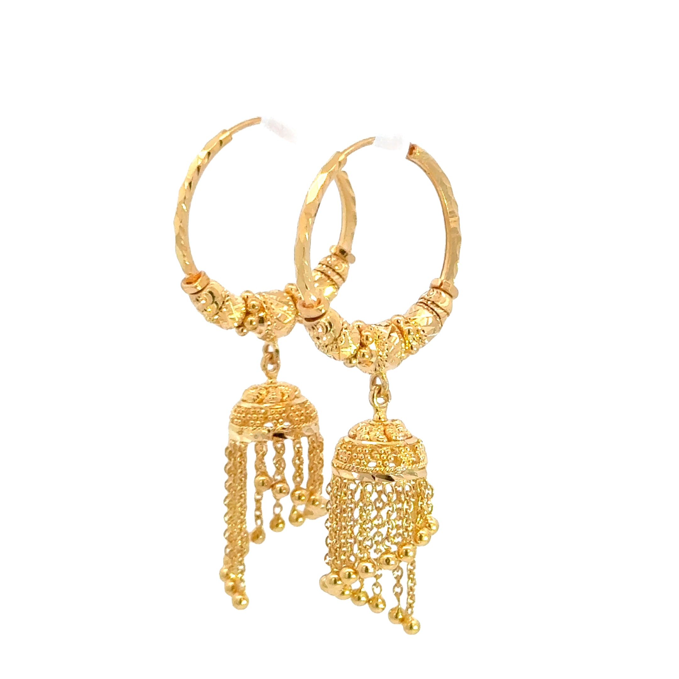 22k Yellow Gold Medium Beaded Waterfall Earrings