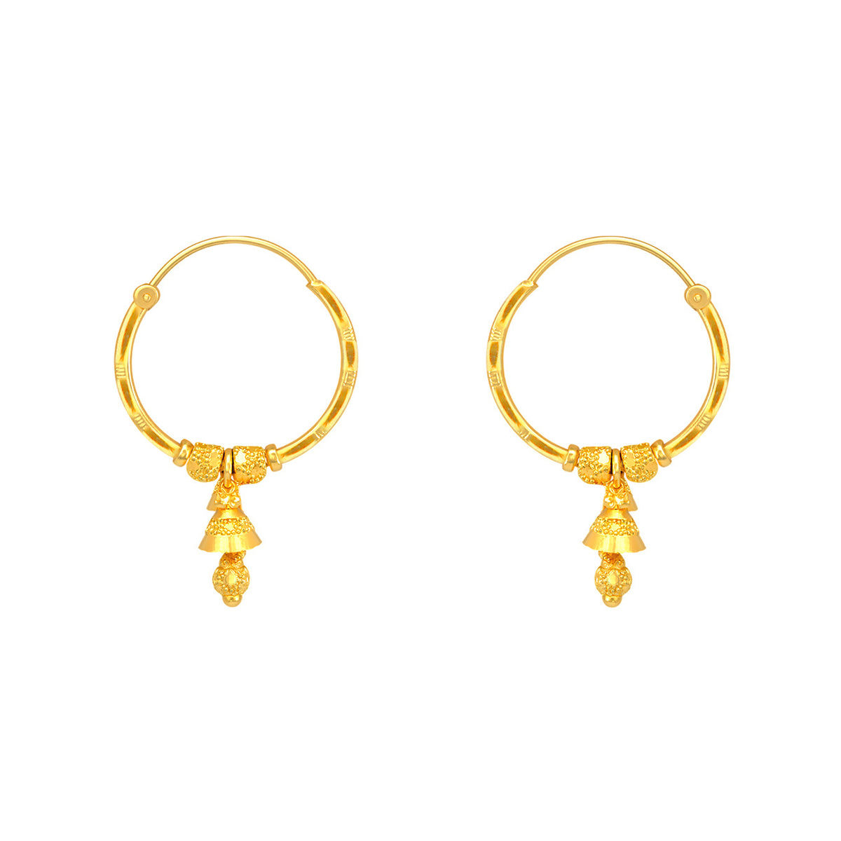22k Yellow Gold Medium Beaded Drops Earrings