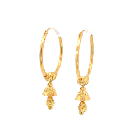 22k Yellow Gold Medium Beaded Drops Earrings