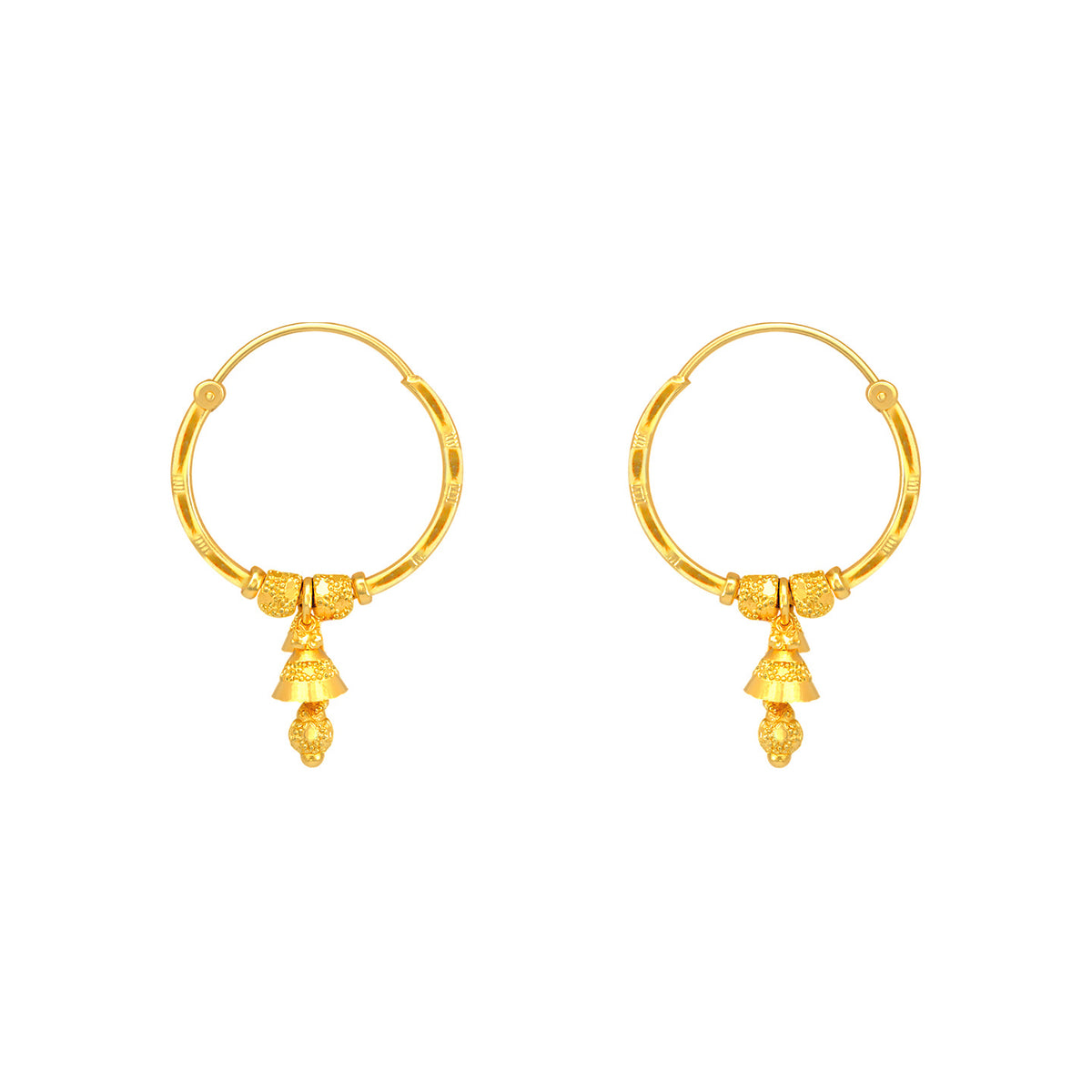 22k Yellow Gold Medium Beaded Drops Earrings