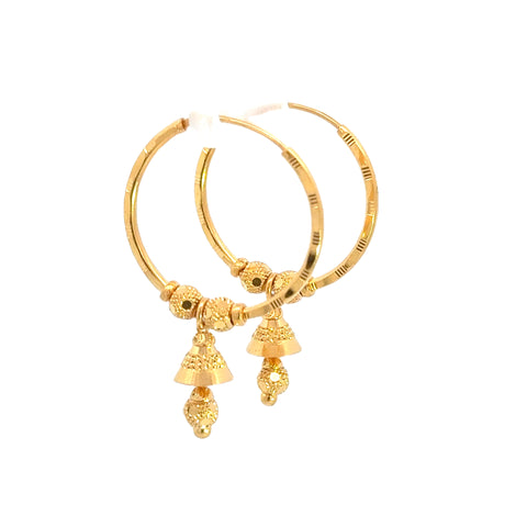 22k Yellow Gold Medium Beaded Drops Earrings