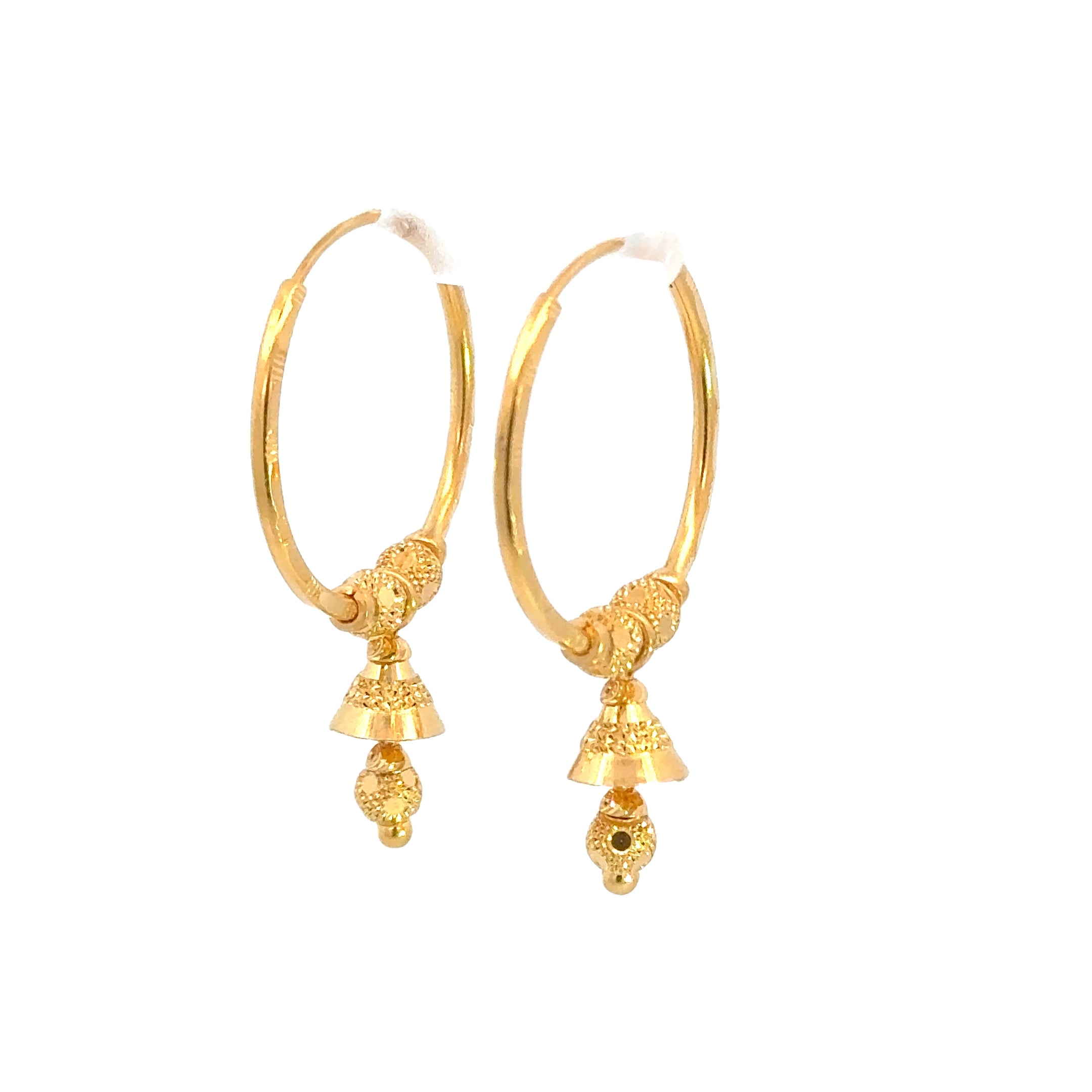 22k Yellow Gold Medium Beaded Drops Earrings