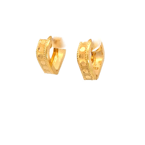 22k Yellow Gold Small Radiant Heart Earrings