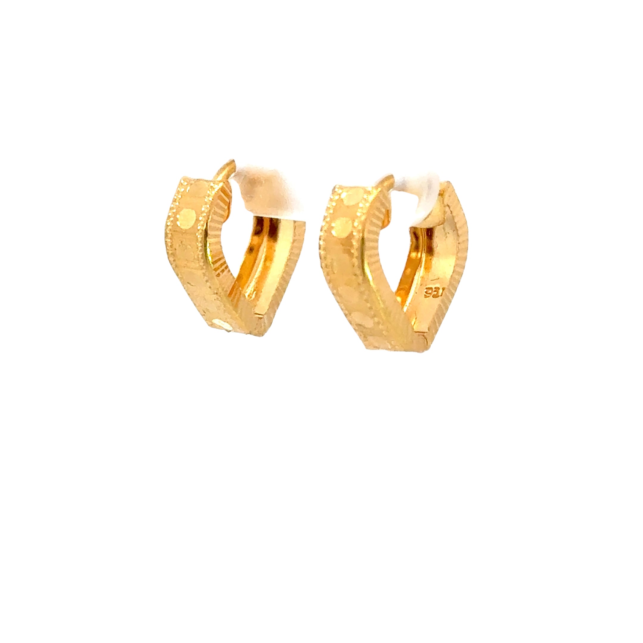 22k Yellow Gold Small Radiant Heart Earrings