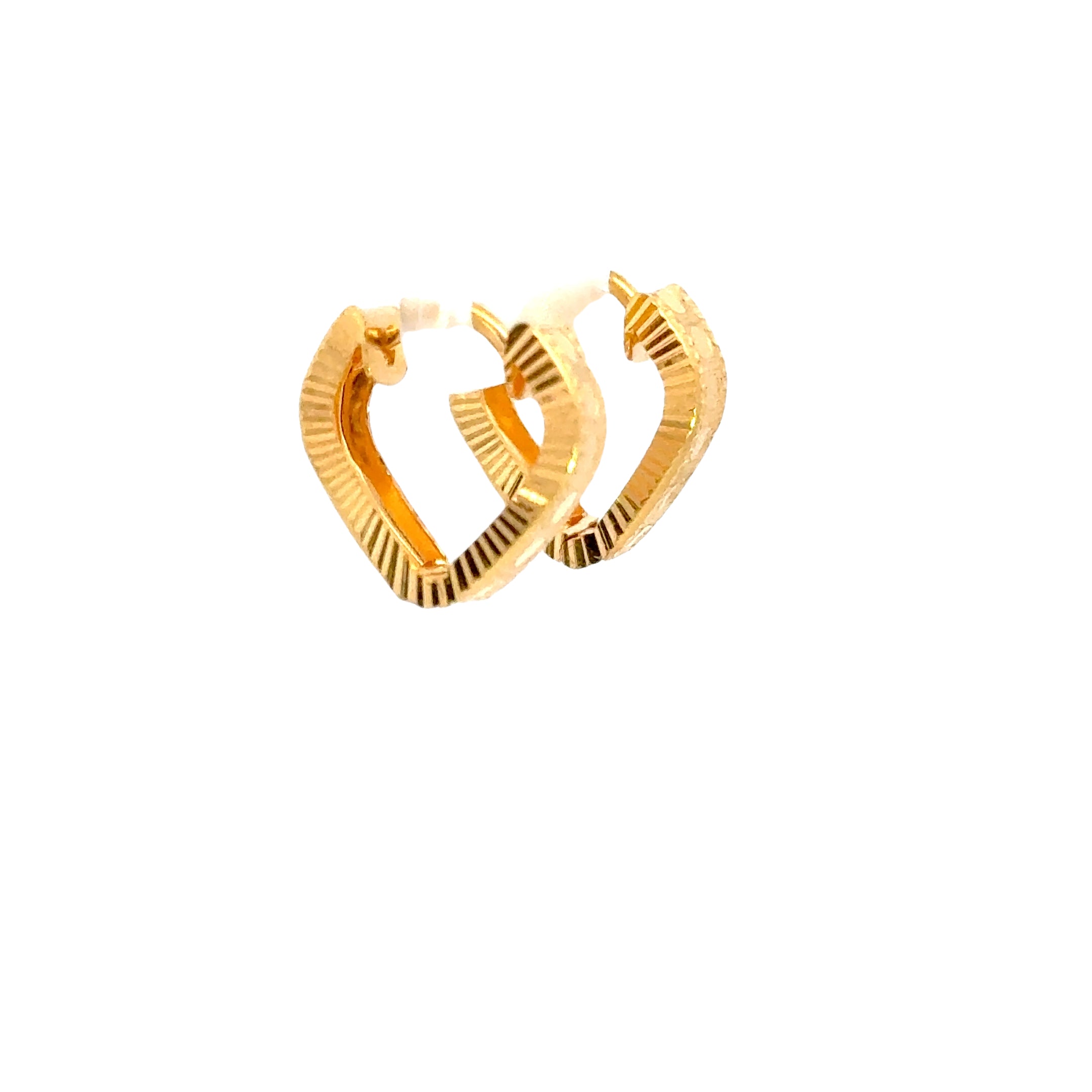 22k Yellow Gold Small Radiant Heart Earrings