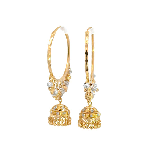 22k Two Tone Gold Large Exquisite with Fringe Earrings