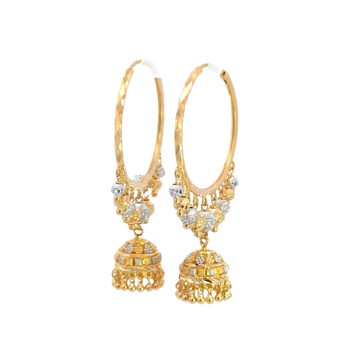 22k Two Tone Gold Large Exquisite with Fringe Earrings