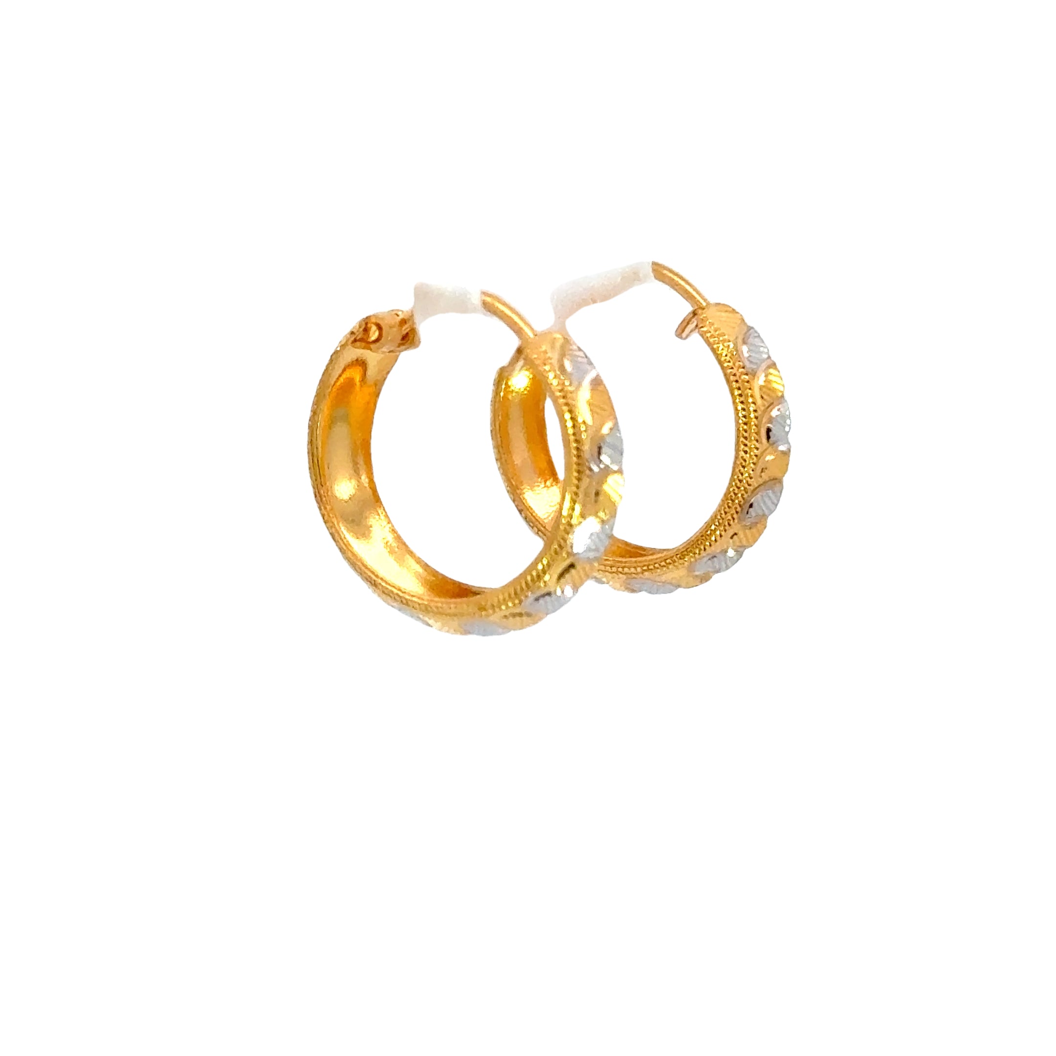 22k Two Tone Gold Small Fashionable Earrings