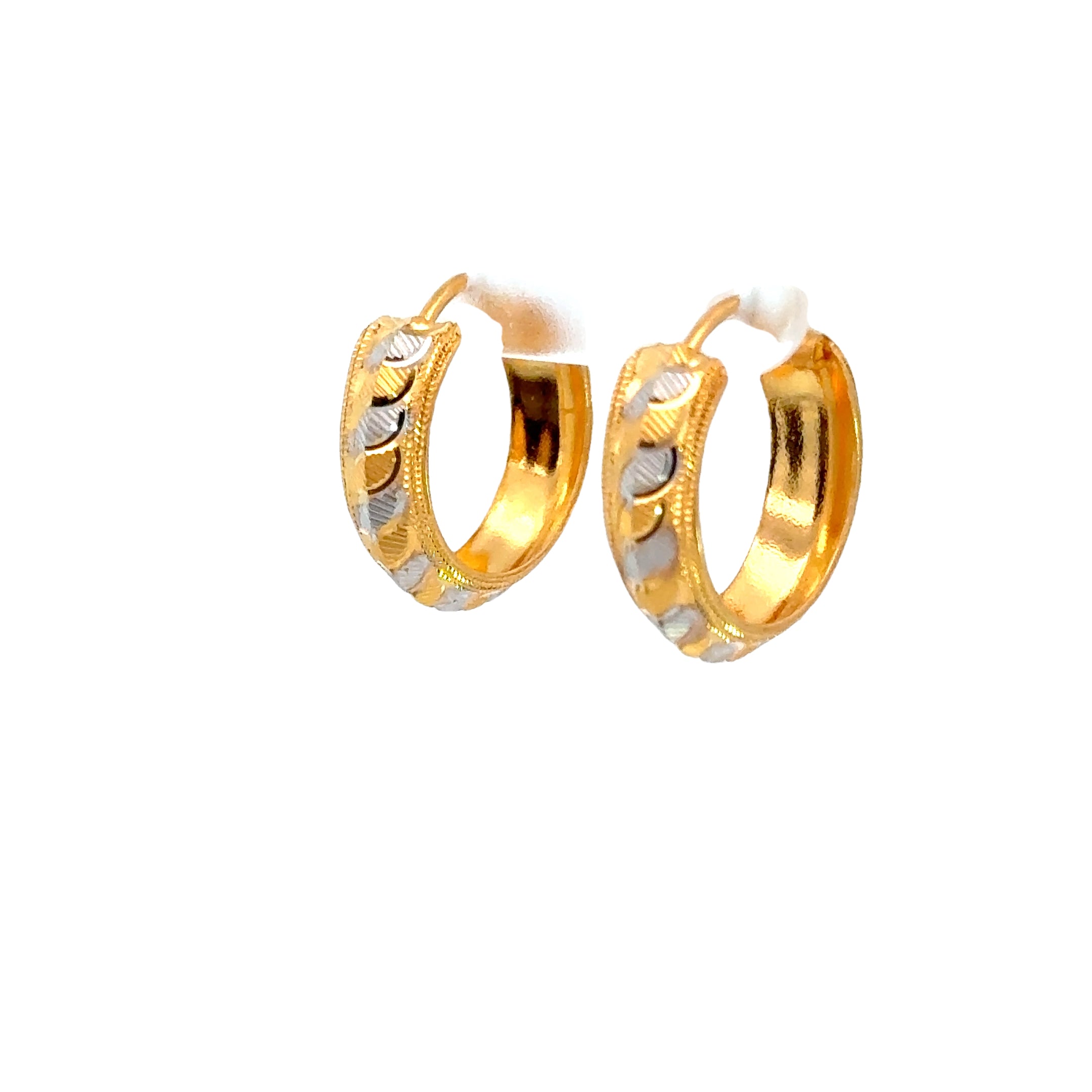 22k Two Tone Gold Small Fashionable Earrings