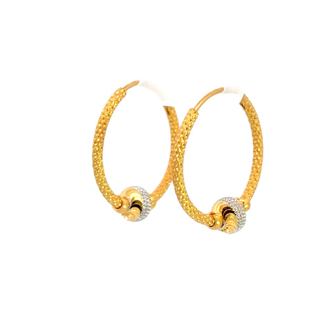 22k Two Tone Gold Medium Dotted Beaded Earrings