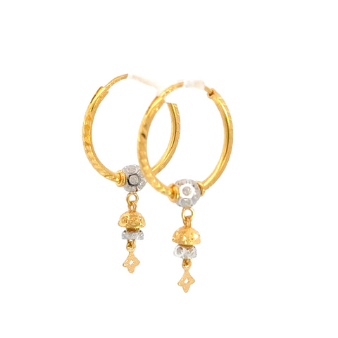 22k Two Tone Gold Medium Beaded Shimmery Earrings