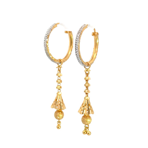 22k Two Tone Gold Medium Textured Elegant Earrings