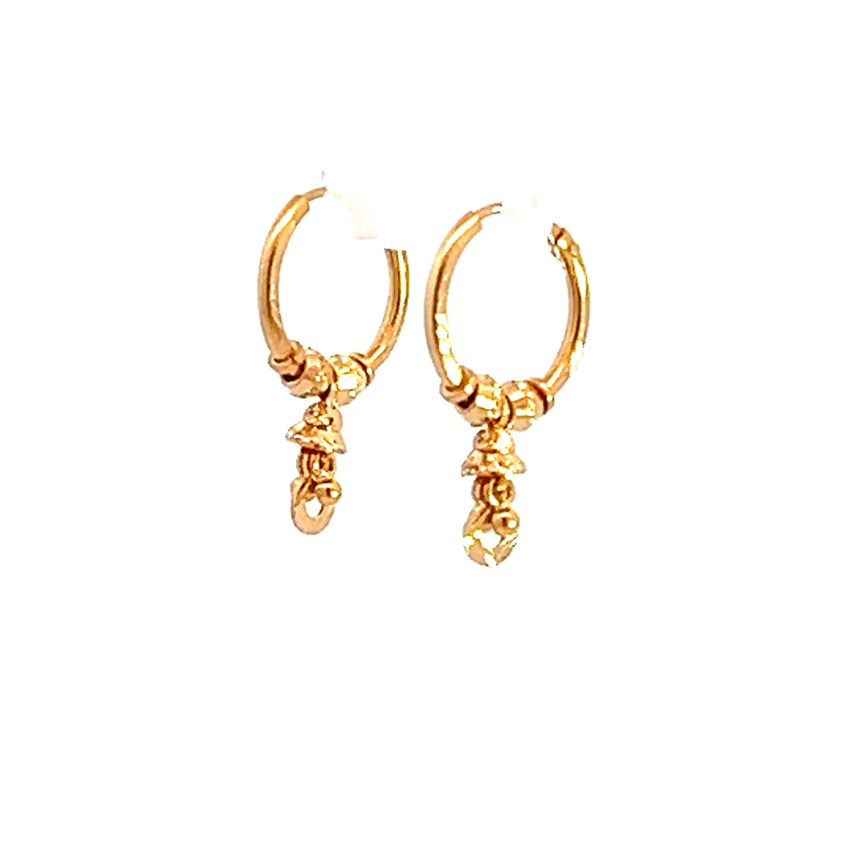 22k Yellow Gold Small Glistening Beaded Earrings