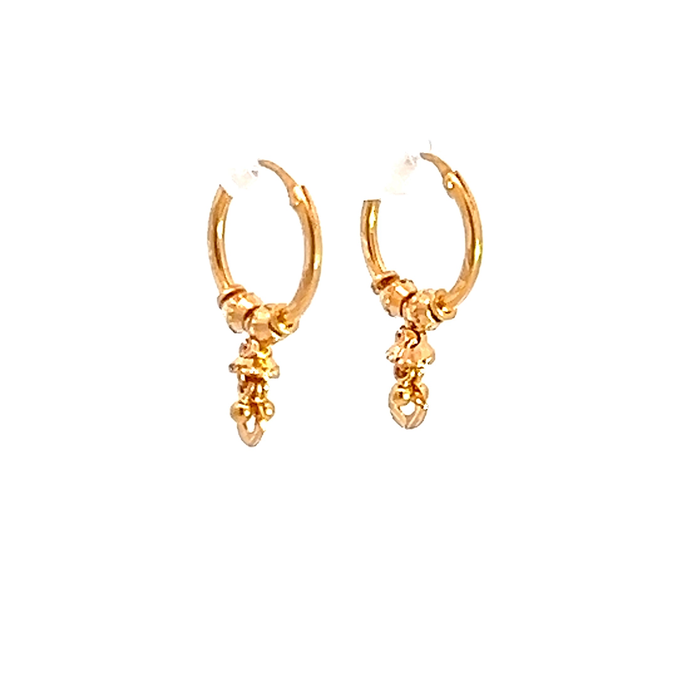 22k Yellow Gold Small Glistening Beaded Earrings