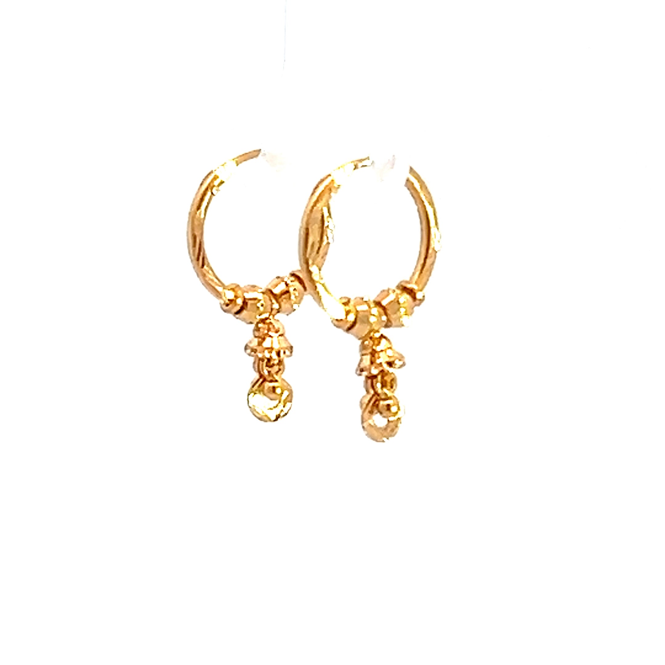 22k Yellow Gold Small Glistening Beaded Earrings