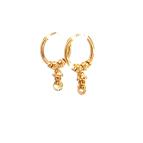 22k Yellow Gold Small Glistening Beaded Earrings