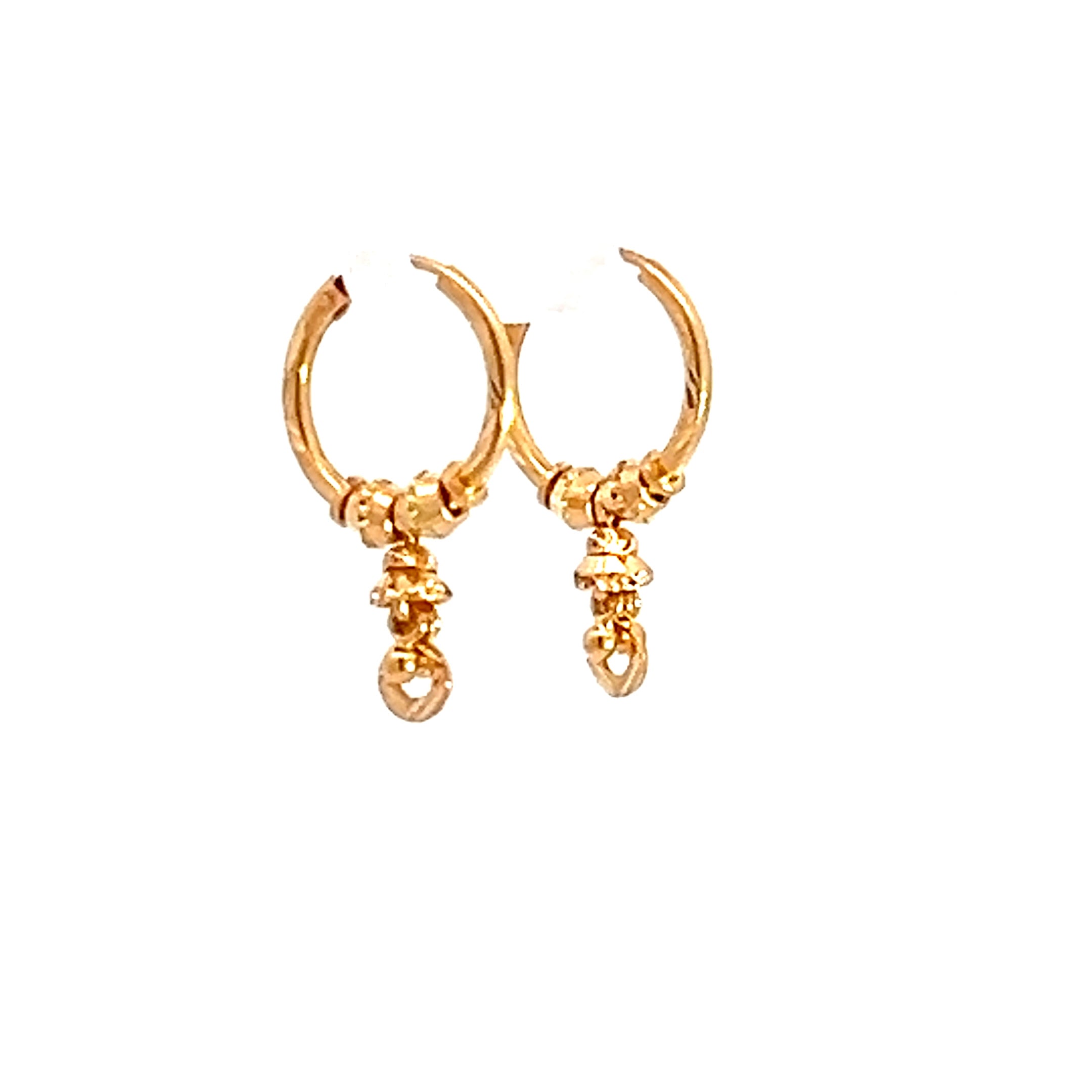 22k Yellow Gold Small Glistening Beaded Earrings