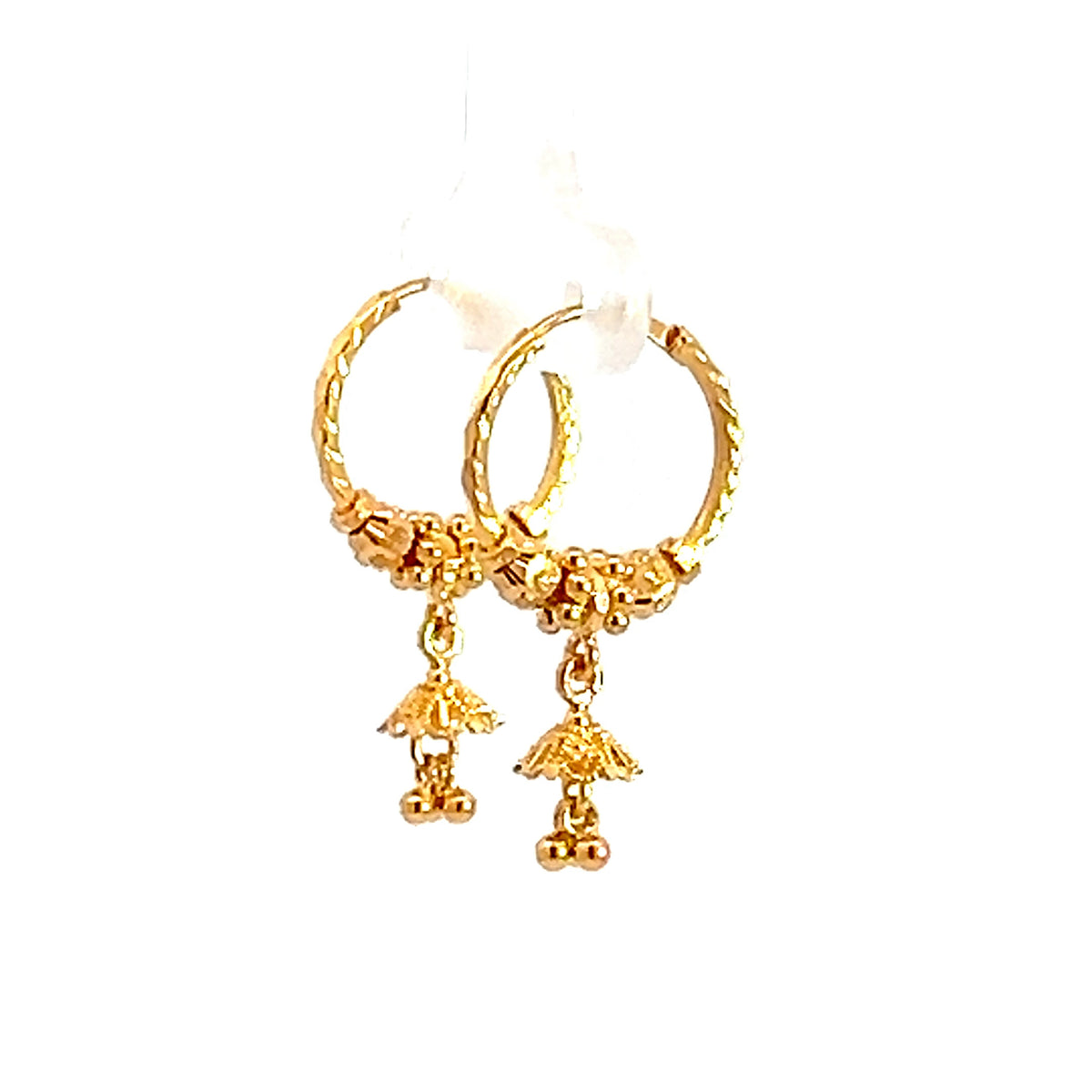 22k Yellow Gold Small Vibrant Beaded Earrings