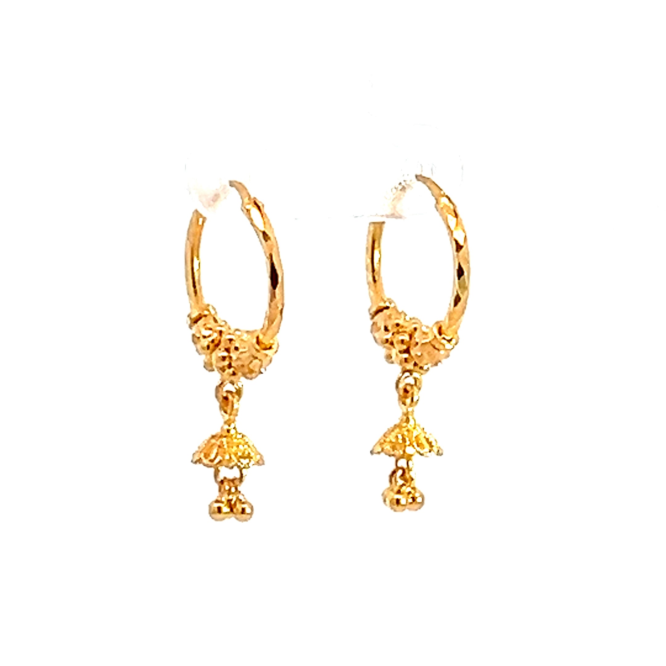 22k Yellow Gold Small Vibrant Beaded Earrings