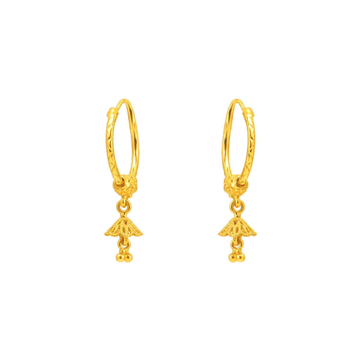 22k Yellow Gold Small Vibrant Beaded Earrings