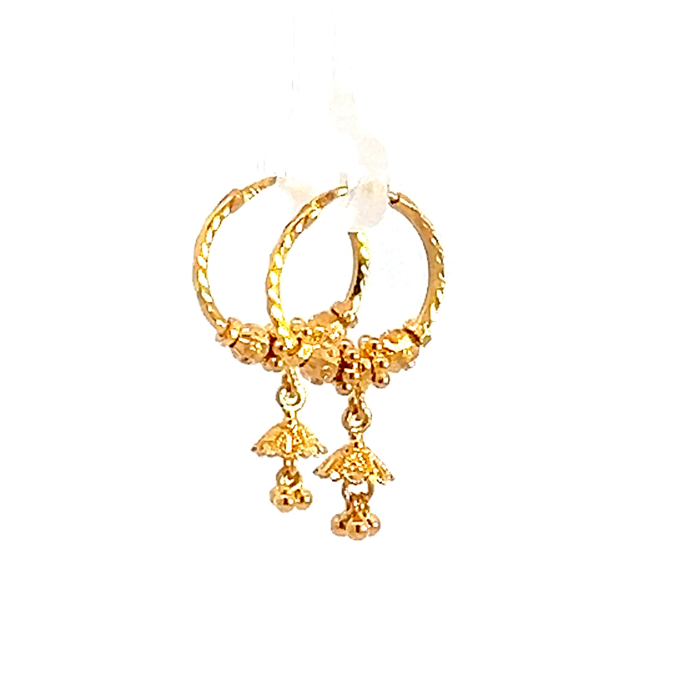 22k Yellow Gold Small Vibrant Beaded Earrings