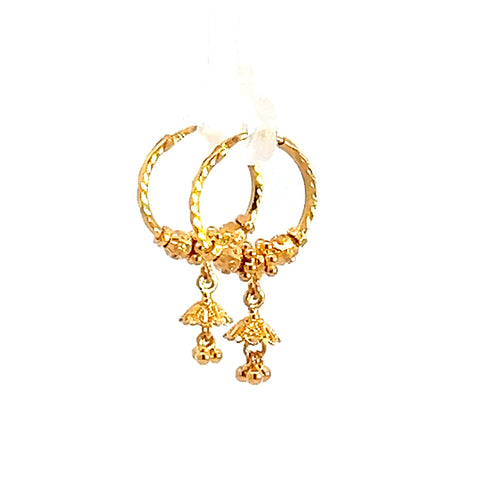 22k Yellow Gold Small Vibrant Beaded Earrings