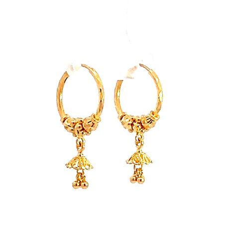 22k Yellow Gold Small Vibrant Beaded Earrings